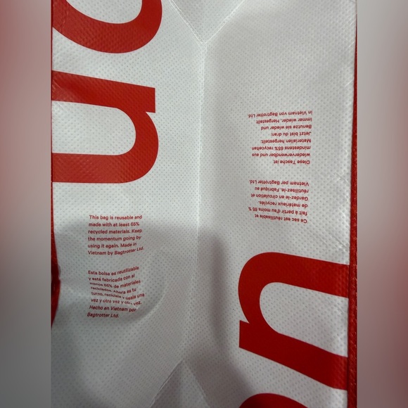 Lululemon Red Reusable Tote Bag | Logo Shopping Gym Carryall - Picture 5 of 6